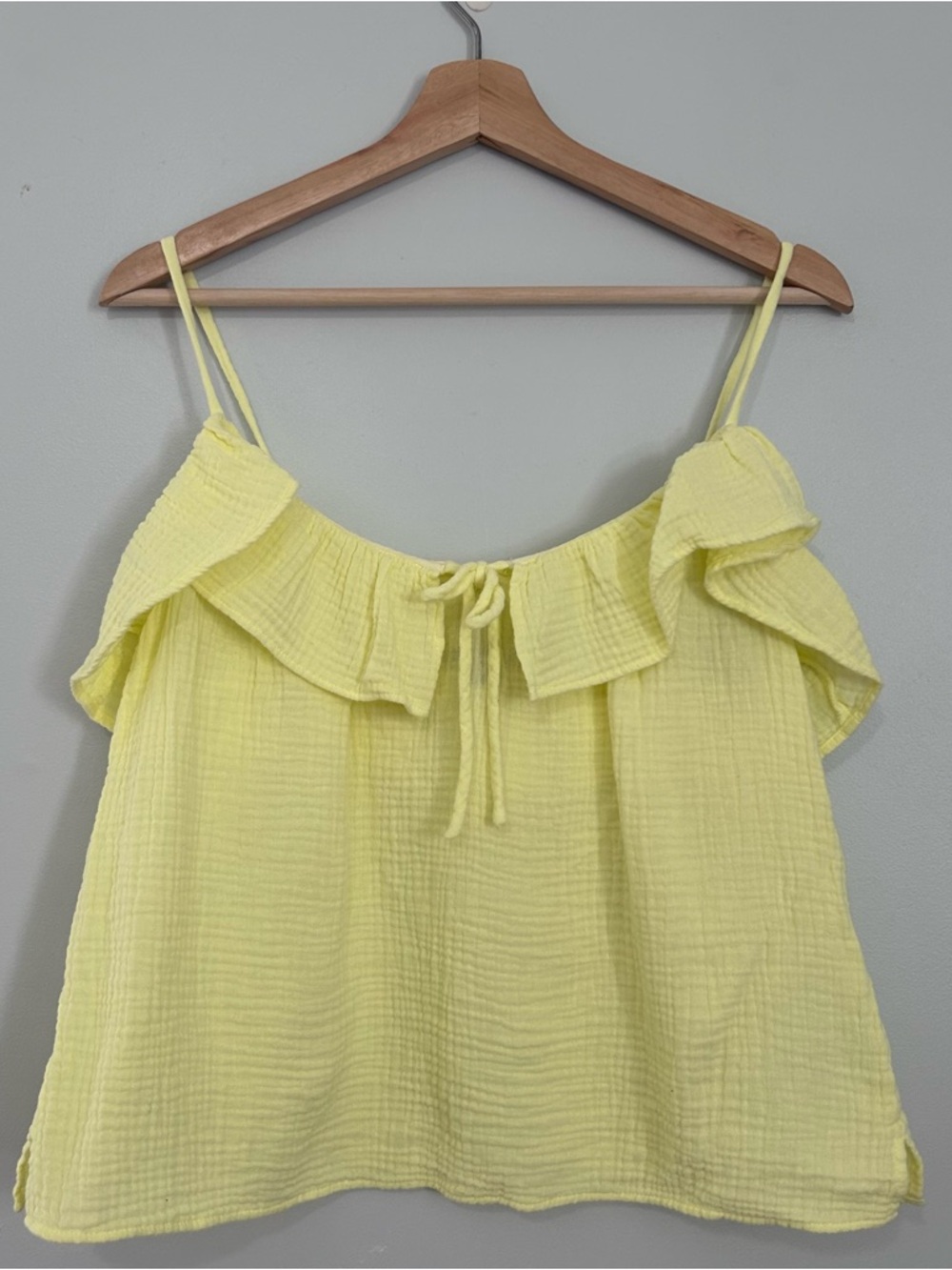 J. Crew Yellow Ruffle soft gauze camisole with Ruffle-Trim, S